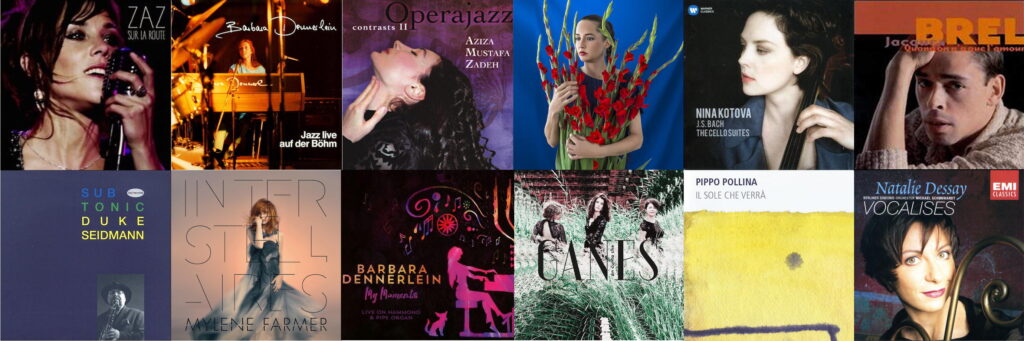 Zaz - Barbara Dennerlein - Aziza Mustafa Zadeh - Steff la Cheffe - J.S. Bach - Jacques Brel - Duke Seidmann - Mylène Farmer - Ganes - Pippo Pollina - Natalie Dessay